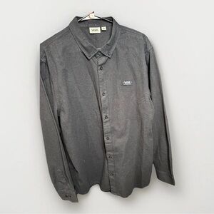 Vans Dark Grey Casual Button Down Shirt Classic Collar Relaxed Fit